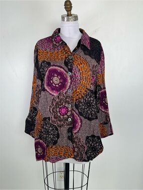 EUC! John Mark Women’s Tunic Multicolor Long Sleeve Art To Wear Size XL